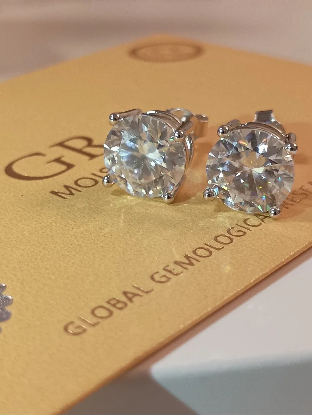 Huge 6CT Moissanite Prong Studs Earrings Real 925 Silver 18k G/P GRA Certificate
